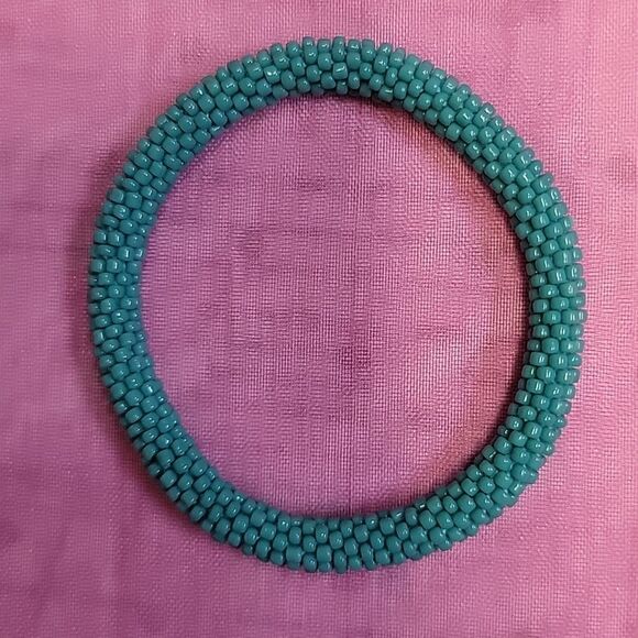 Set of 2 Sashka Turquoise & Turquoise/Pink/Silver Glass Beaded Bracelets - Picture 6 of 11